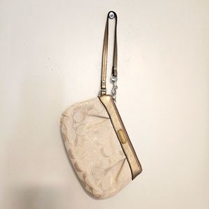 Coach gold metallic wristlet